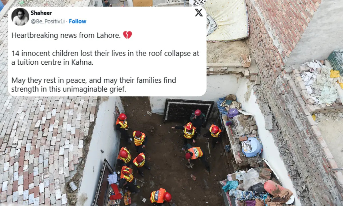 People demand accountability after tuition centre roof collapse kills 14 children in Lahore