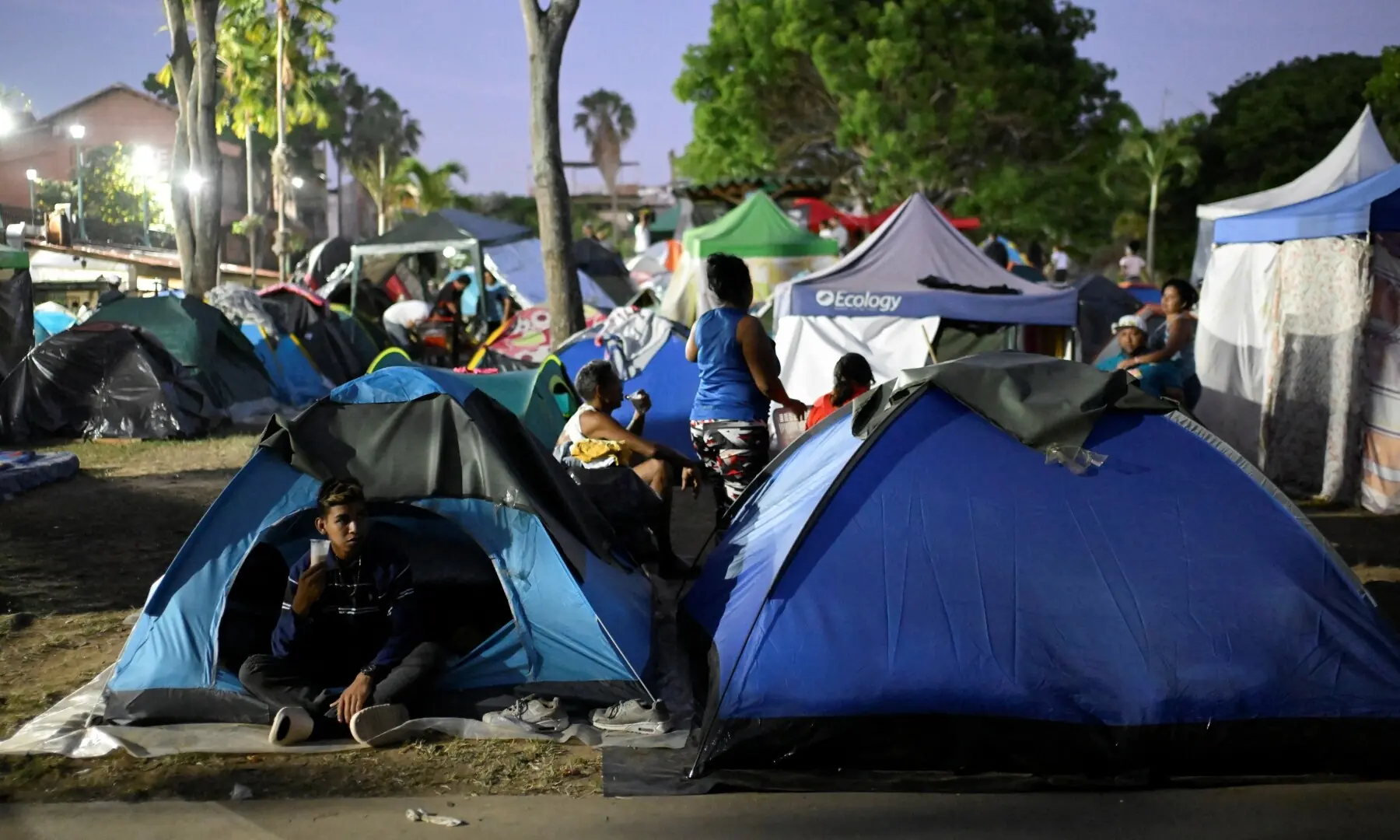 People displaced by the earthquakes that struck the country on June 24, live in tents in a park, in Caracas, Venezuela, July 1, 2026. - Reuters