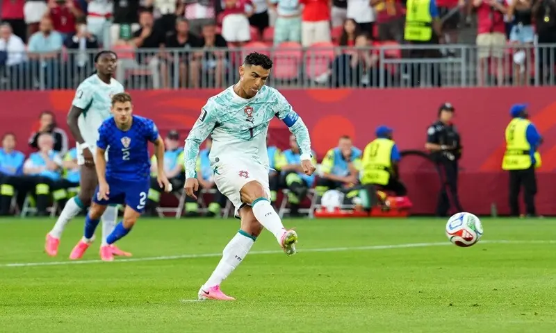 Portugal's Cristiano Ronaldo scores from the penalty spot against Croatia during their 2026 FIFA World Cup round-of-32 match at the Toronto Stadium in Toronto on July 3, 2026. —Reuters Portugal's Cristiano Ronaldo scores from the penalty spot against Croatia during their 2026 FIFA World Cup round-of-32 match at the Toronto Stadium in Toronto on July 3, 2026. —Reuters