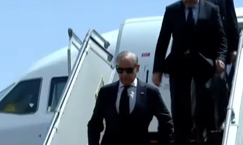 PM Shehbaz arrives in Tehran on July 3. — Screengrab via PTV PM Shehbaz arrives in Tehran on July 3. — Screengrab via PTV