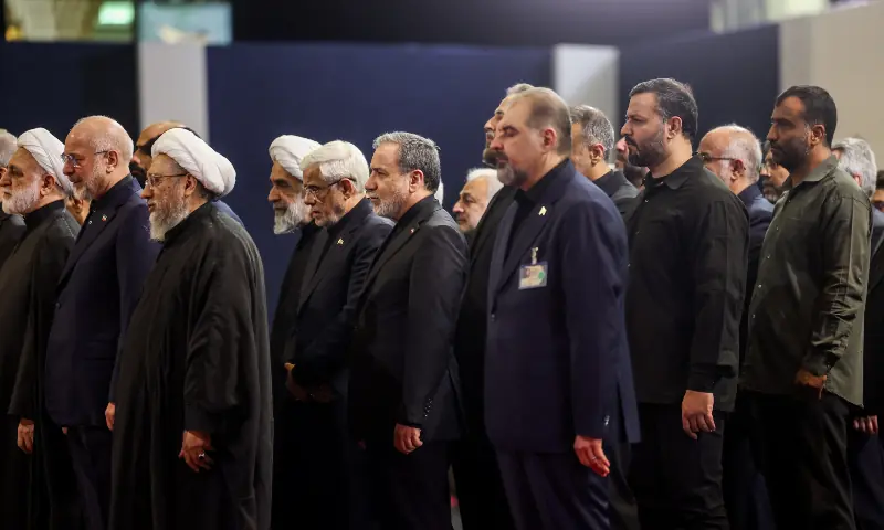 Iranian Foreign Minister Abbas Araghchi attends a farewell ceremony for Iran&rsquo;s late Supreme Leader Ayatollah Ali Khamenei, for international delegates at the Imam Khomeini Grand Mosalla in Tehran, Iran, on July 3, 2026. &mdash; Reuters