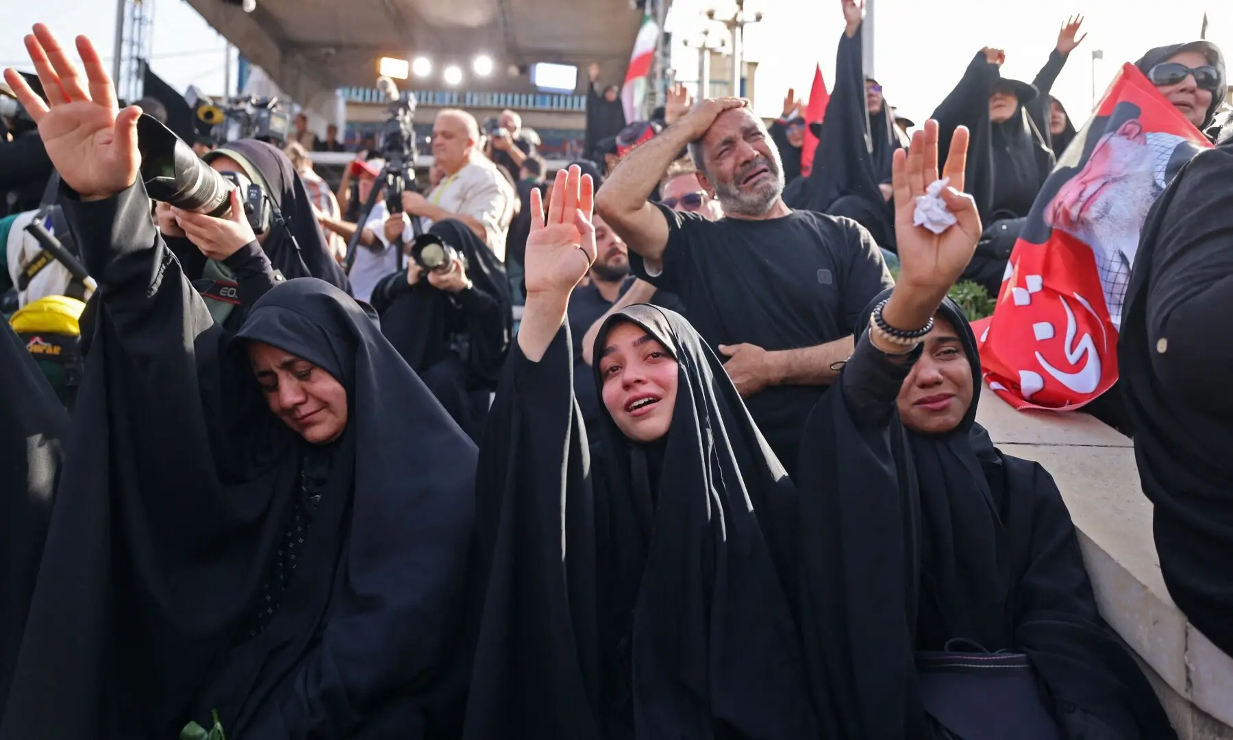 Mourners pay their final respects to Iran&rsquo;s slain supreme leader Ayatollah Ali Khamenei at the start of his funeral ceremonies at the Grand Mosalla in Tehran on July 4, 2026. &mdash; AFP