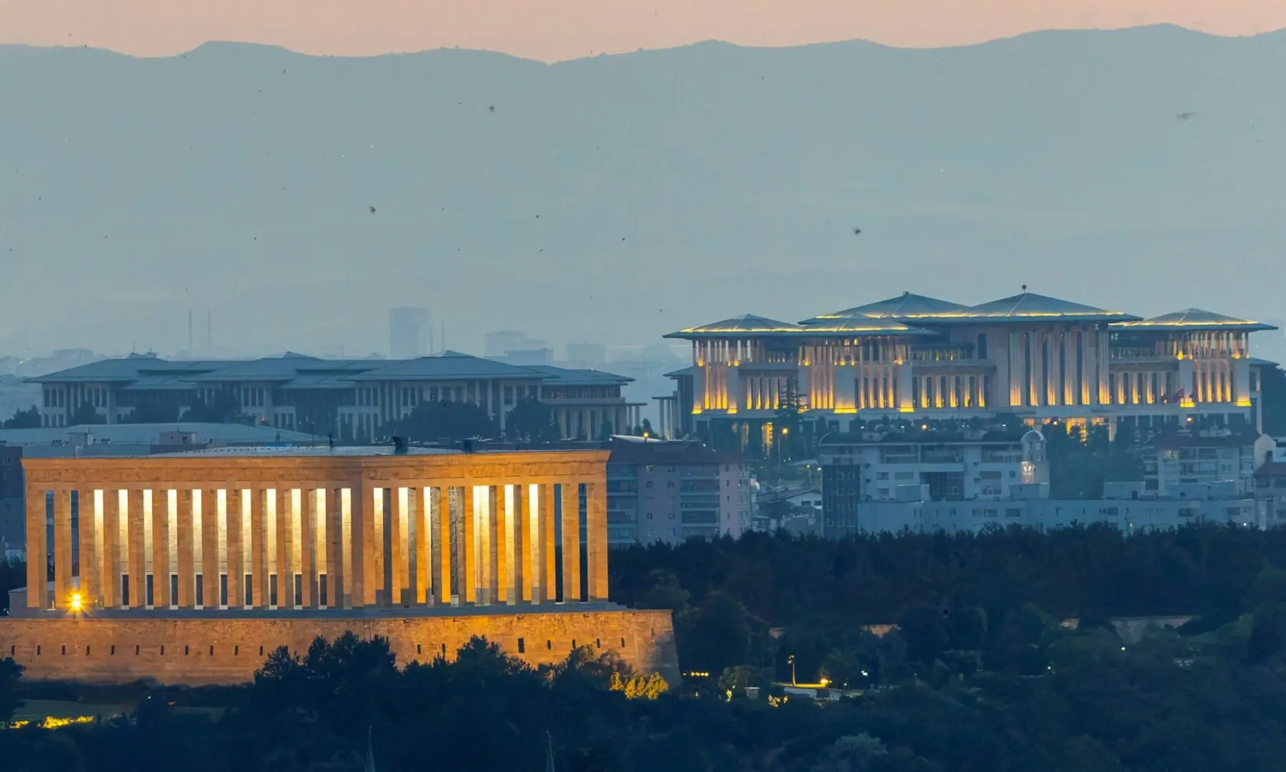 Anitkabir, the mausoleum of modern Turkey&rsquo;s founder Mustafa Kemal Ataturk, and Turkish President Tayyip Erdogan&rsquo;s Presidential Palace complex where the Nato summit will take place on July 7-8, in Ankara, Turkey, July 3, 2026. &mdash;AFP