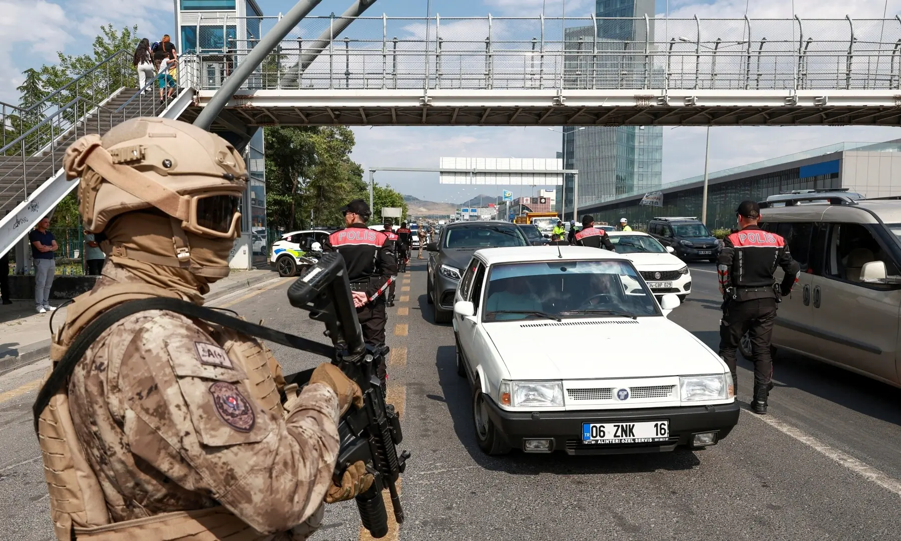 Police officers perform security checks on a main road ahead of the Nato summit in Ankara, Turkey, July 3, 2026. &mdash;AFP