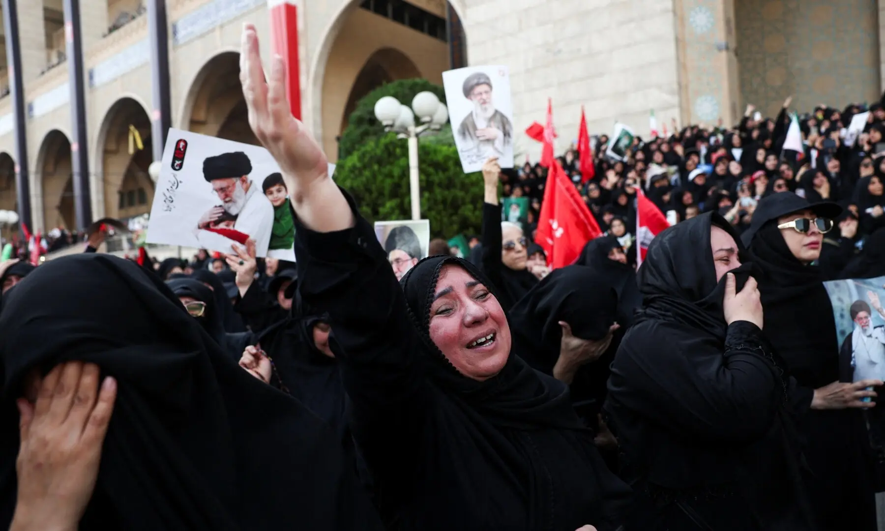 Mourners react during a public farewell ceremony to pay their respects to late Supreme Leader Ayatollah Ali Khamenei, who was killed on February 28 in Israeli and US airstrikes, at the Imam Khomeini Grand Mosalla, in Tehran, Iran on July 4, 2026. &mdash; Reuters