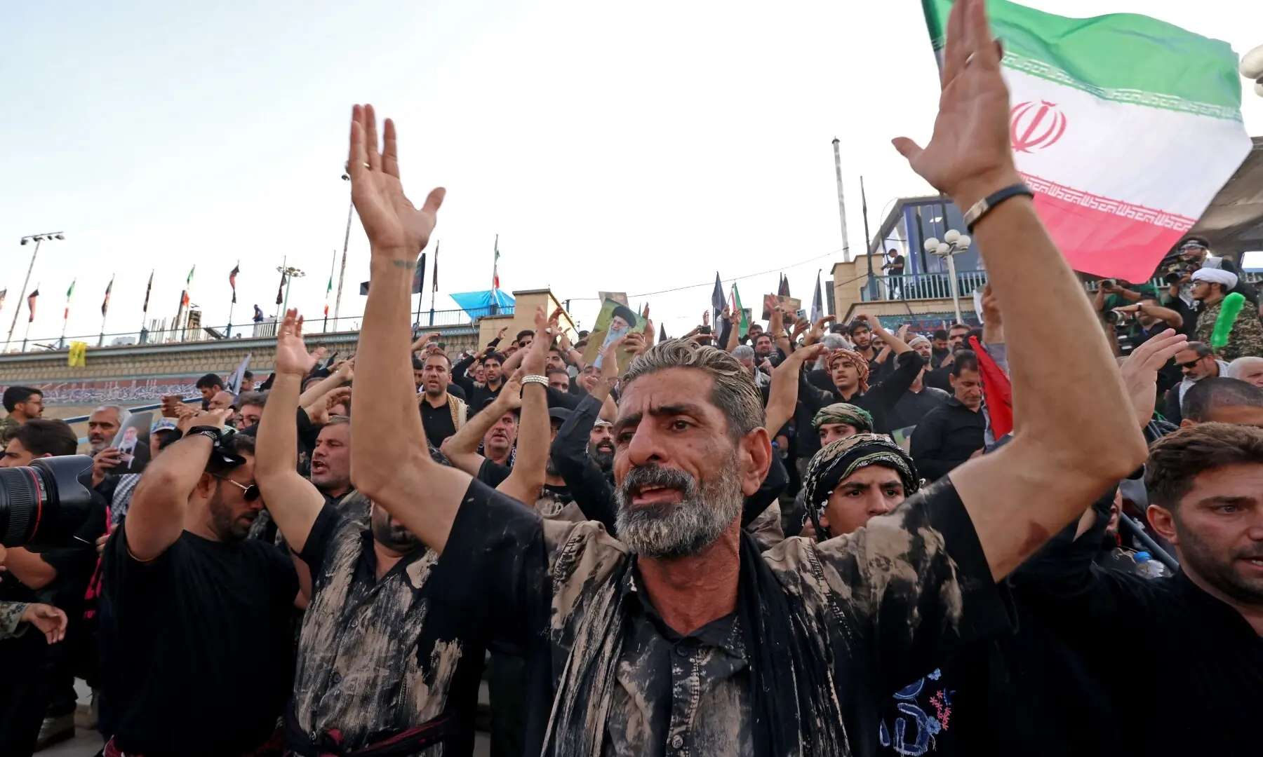 Mourners react during a public farewell ceremony to pay their respects to late Supreme Leader Ayatollah Ali Khamenei, who was killed on February 28 in Israeli and US airstrikes, at the Imam Khomeini Grand Mosalla, in Tehran, Iran on July 4, 2026. &mdash; Reuters