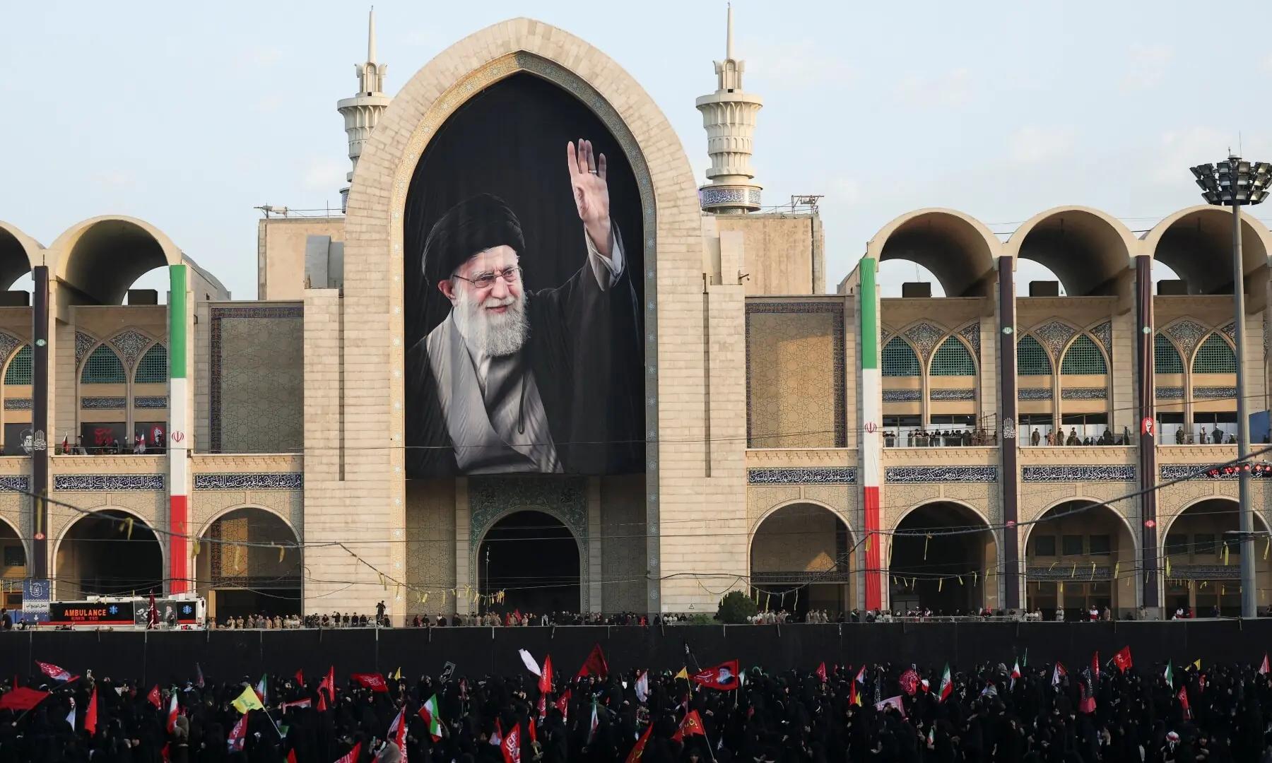 People attend a public farewell ceremony to pay their respects to late Supreme Leader Ayatollah Ali Khamenei, who was killed on February 28 in Israeli and US airstrikes, at the Imam Khomeini Grand Mosalla, in Tehran, Iran on July 4, 2026. &mdash; Reuters