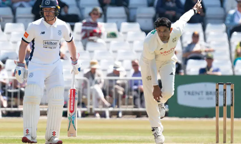 Mohammad Abbas (R) representing Nottinghamshire in a County Championship match against Hampshire at Trent Bridge on May 10, 2025: Test specialists like Abbas stand to gain the most from the new central contracts policy | AFP Mohammad Abbas (R) representing Nottinghamshire in a County Championship match against Hampshire at Trent Bridge on May 10, 2025: Test specialists like Abbas stand to gain the most from the new central contracts policy | AFP