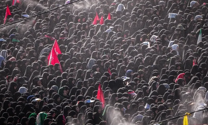 Mourners attend a prayer during a public farewell ceremony to pay their respects to late Supreme Leader Ayatollah Ali Khamenei, who was killed on February 28 in Israeli and U.S. airstrikes, at the Imam Khomeini Grand Mosalla, in Tehran, Iran, July 5. &mdash; AFP