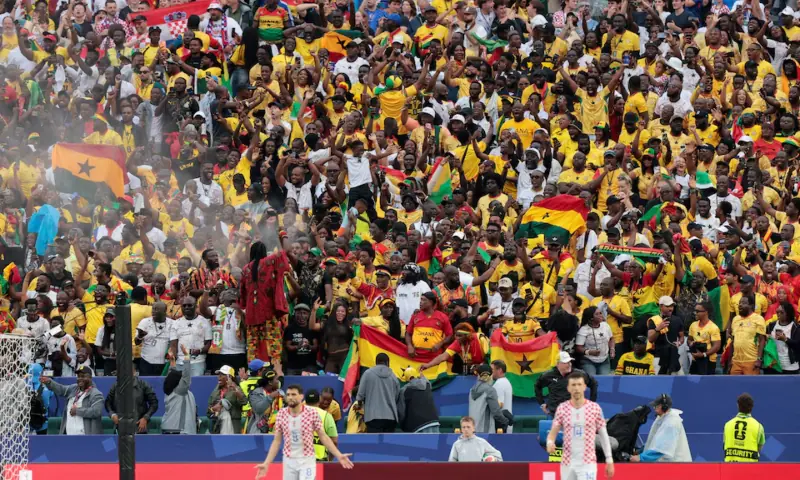 Ghana fans react after Derrick Luckassen scored their first goal during Croatia v Ghana at Philadelphia Stadium, Philadelphia, Pennsylvania, US on June 27, 2026. — Reuters Ghana fans react after Derrick Luckassen scored their first goal during Croatia v Ghana at Philadelphia Stadium, Philadelphia, Pennsylvania, US on June 27, 2026. — Reuters