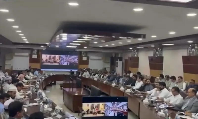Khyber Pakhtunkhwa Chief Minister Sohail Afridi chairs a special meeting of cabinet members and administrative secretaries on July 5, 2026. — screengrab from a vide @ShafiJanPTI/X Khyber Pakhtunkhwa Chief Minister Sohail Afridi chairs a special meeting of cabinet members and administrative secretaries on July 5, 2026. — screengrab from a vide @ShafiJanPTI/X