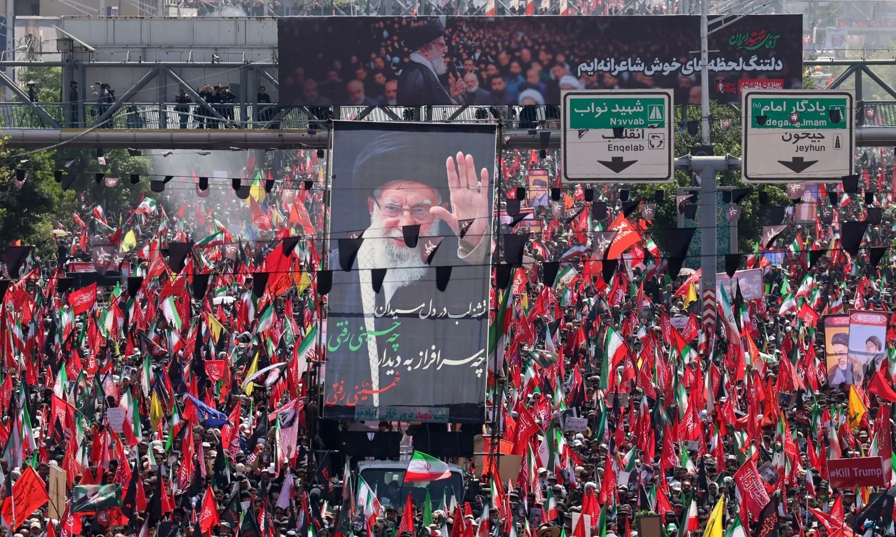 Mourners attend the funeral procession of Iran&rsquo;s slain supreme leader Ali Khamenei and members of his family in Tehran on July 6, 2026. &mdash; AFP