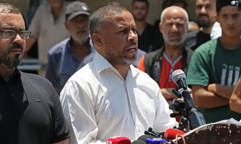 Ismail al-Thawabta, head of Hamas' government media office, addresses a press conference at the Al-Aqsa Hospital in Deir al-Balah, central Gaza Strip on July 6, 2026. —AFP Ismail al-Thawabta, head of Hamas' government media office, addresses a press conference at the Al-Aqsa Hospital in Deir al-Balah, central Gaza Strip on July 6, 2026. —AFP