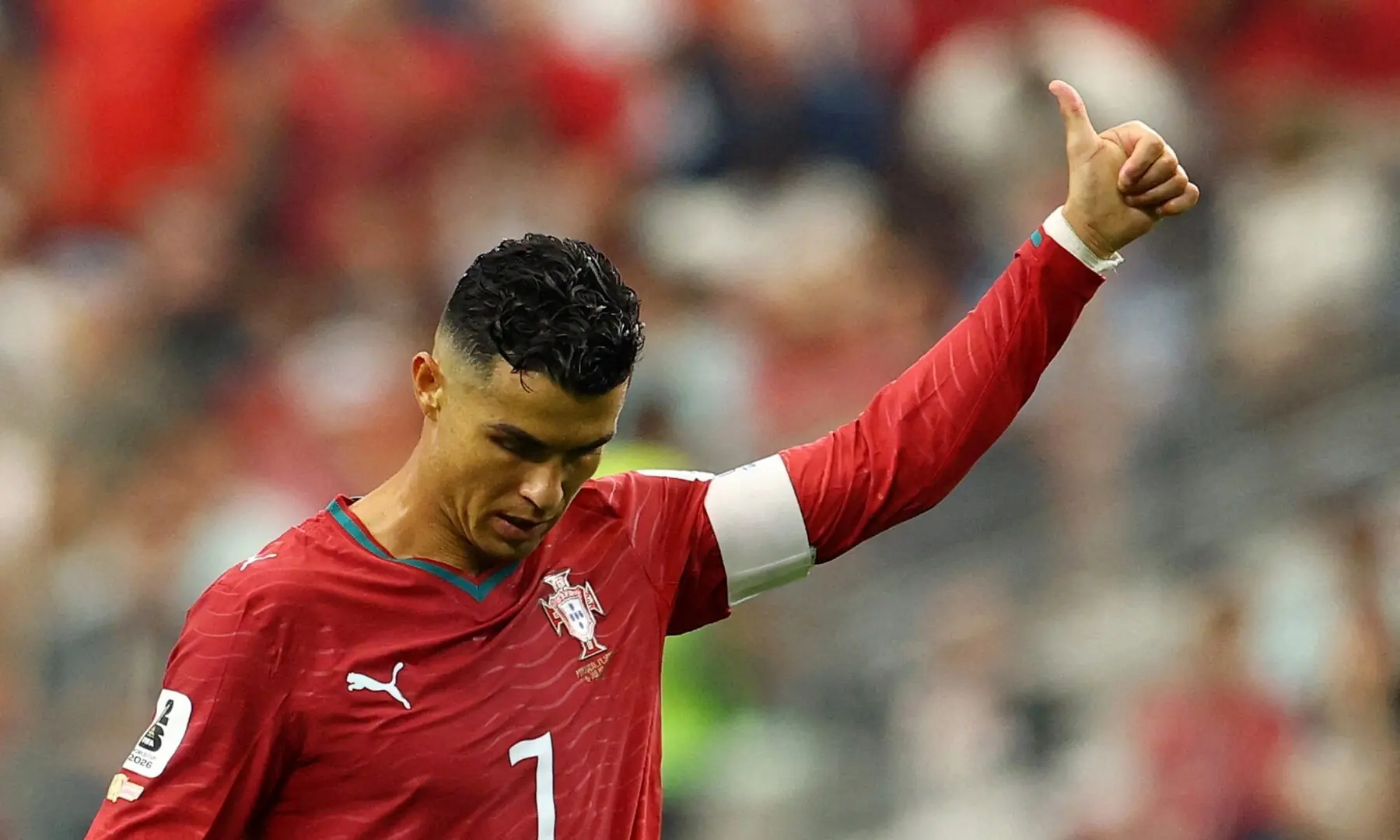 Cristiano Ronaldo reacts to a missed chance during the 2026 World Cup round of 16 football match between Portugal and Spain at the Dallas Stadium in Arlington on July 6, 2026. —AFP