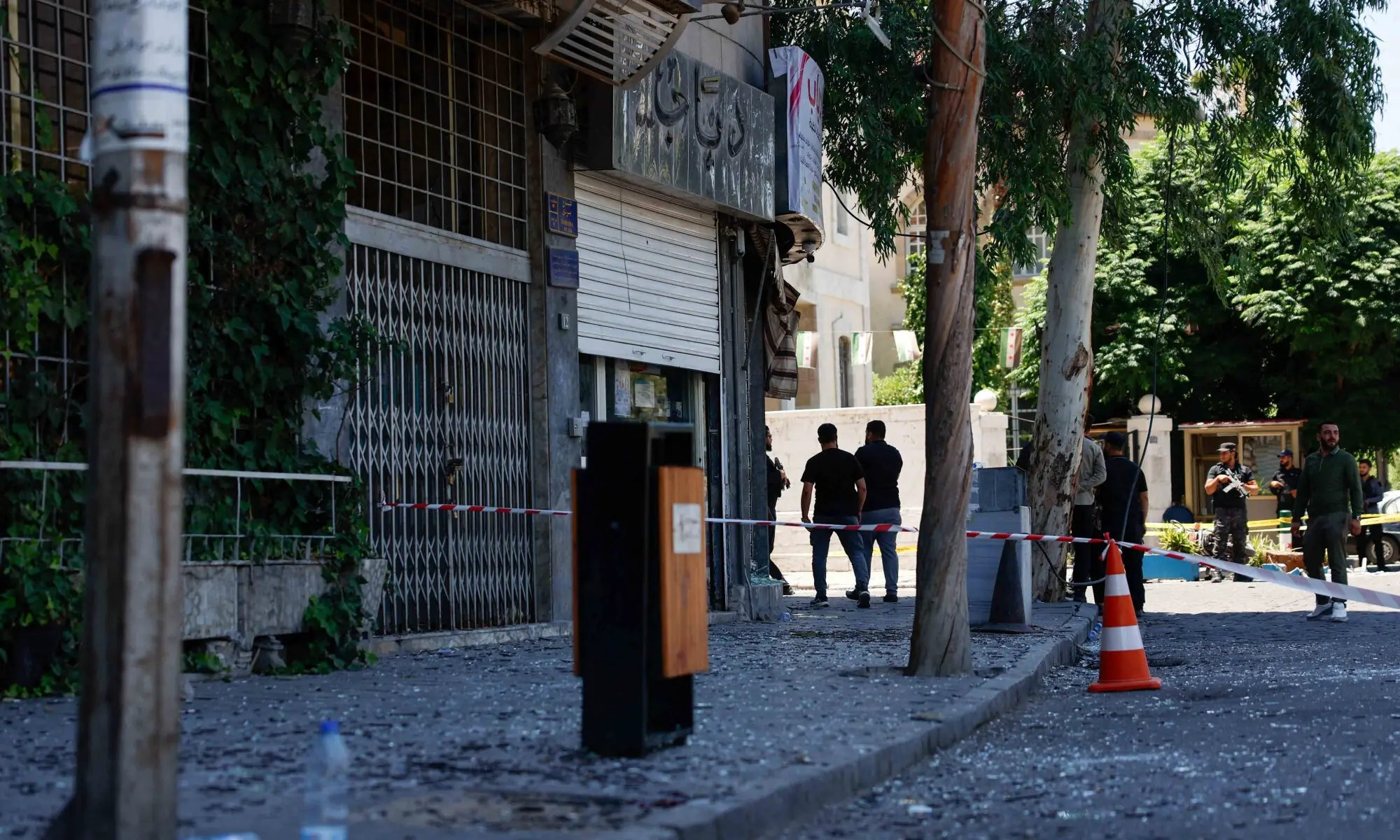 A cordoned-off area and debris in the aftermath of explosions near a hotel where French President Emmanuel Macron was meant to be staying, in Damascus, Syria, July 7, 2026. — Reuters A cordoned-off area and debris in the aftermath of explosions near a hotel where French President Emmanuel Macron was meant to be staying, in Damascus, Syria, July 7, 2026. — Reuters