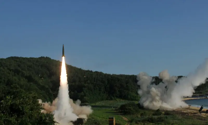 United States and South Korean troops launch the Army Tactical Missile System (ATACMS) into the waters of the East Sea, off South Korea, on July 5, 2017. — Reuters/File