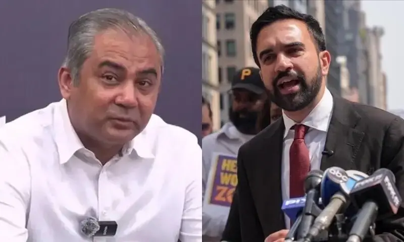 This combo photo shows Interior Minister Mohsin Naqvi (left) and New York Mayor Zohran Mamdani. — Photos DawnNewsTV/File This combo photo shows Interior Minister Mohsin Naqvi (left) and New York Mayor Zohran Mamdani. — Photos DawnNewsTV/File