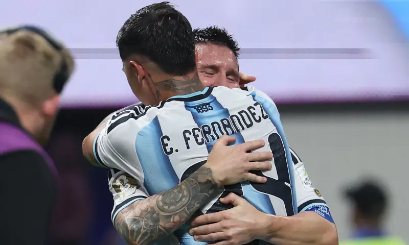 Argentina’s forward #10 Lionel Messi has tears in his eyes as celebrates winning the 2026 World Cup round of 16 football match between Argentina and Egypt at Atlanta Stadium in Atlanta on July 7, 2026. —AFP