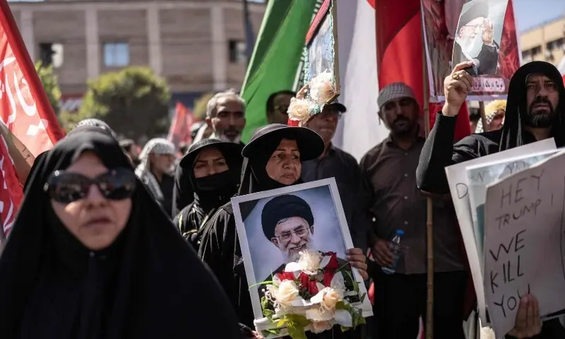 Mourners gather after Iran&rsquo;s slain Supreme Leader Ali Khamenei is buried at the Shrine of Imam Reza in Mashhad on July 9, 2026. &mdash; AFP