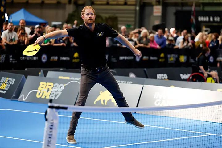Prince Harry plays pickleball at Marston Green, near Birmingham, the venue for the 2027 Invictus Games. The event will take place exactly one year from now. —Reuters Prince Harry plays pickleball at Marston Green, near Birmingham, the venue for the 2027 Invictus Games. The event will take place exactly one year from now. —Reuters