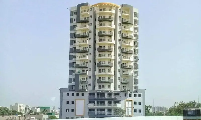 This file photo shows the 15-storey Nasla Tower in Karachi, that was later demolished following orders by the Supreme Court. — Online/File This file photo shows the 15-storey Nasla Tower in Karachi, that was later demolished following orders by the Supreme Court. — Online/File