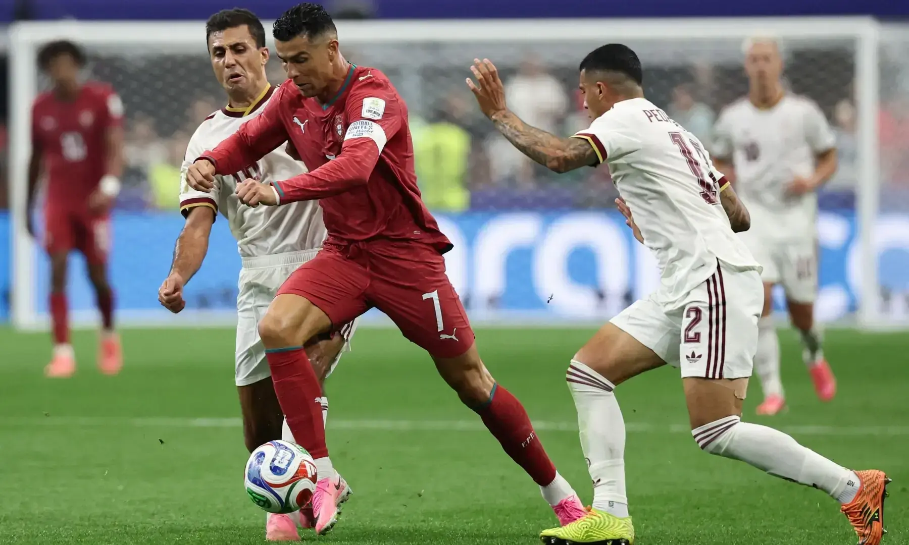 Portugal's forward 07 Cristiano Ronaldo controls the ball next to Spain's defender 24 Marc Cucurella during the 2026 World Cup round of 16 football match between Portugal and Spain at the Dallas Stadium in Arlington on July 6, 2026. —AFP/File Portugal's forward 07 Cristiano Ronaldo controls the ball next to Spain's defender 24 Marc Cucurella during the 2026 World Cup round of 16 football match between Portugal and Spain at the Dallas Stadium in Arlington on July 6, 2026. —AFP/File
