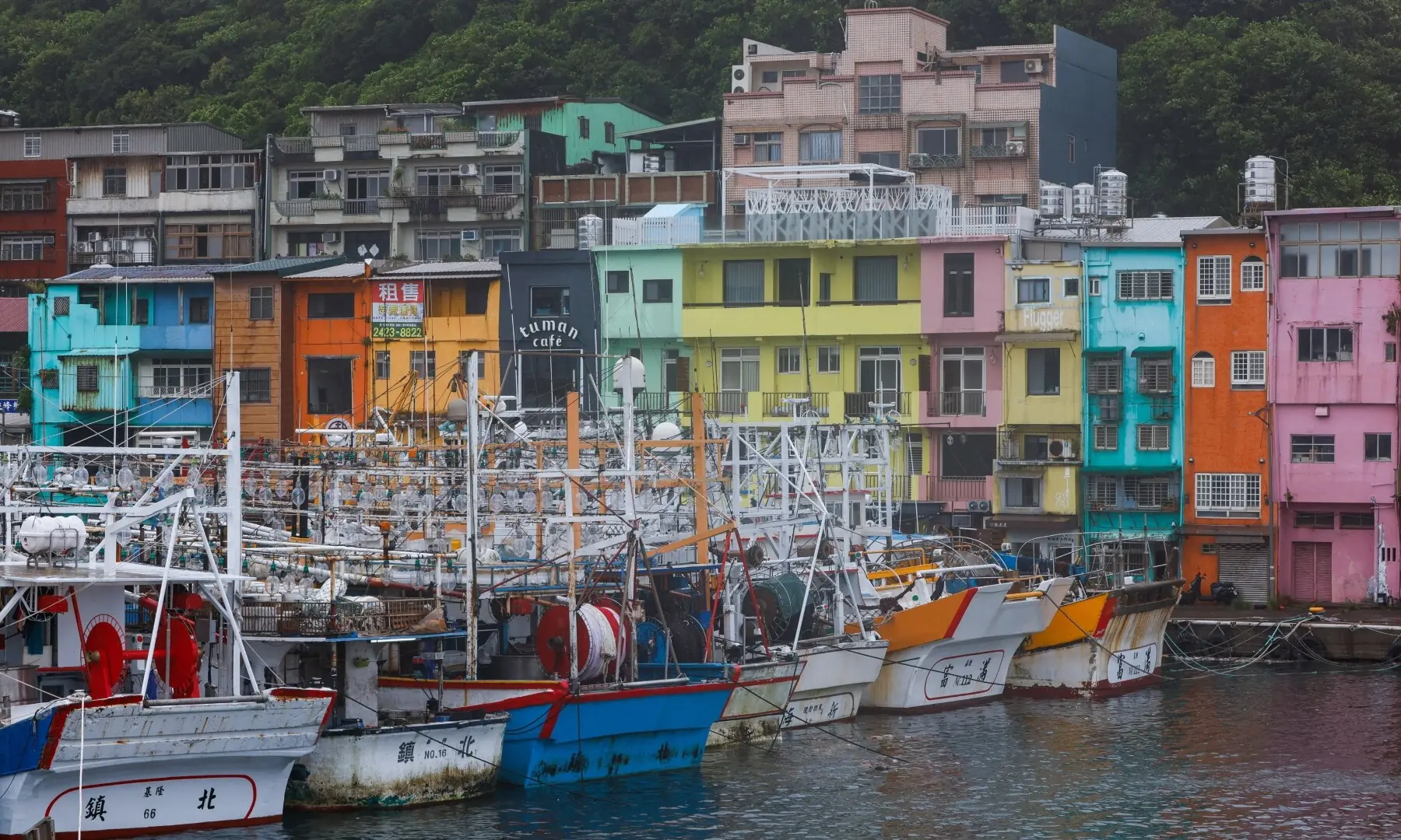 Fishing boats are moored at Zhengbin Fishing Harbor as Typhoon Bavi moves close to the northern coast of Taiwan in Keelung, Taiwan, July 11, 2026. —Reuters