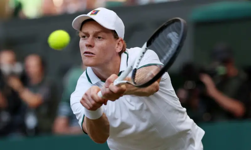 Italy's Jannik Sinner in action during his final Wimbledon match against Germany's Alexander Zverev at All England Lawn Tennis and Croquet Club, London, Britain on July 12, 2026. — Reuters Italy's Jannik Sinner in action during his final Wimbledon match against Germany's Alexander Zverev at All England Lawn Tennis and Croquet Club, London, Britain on July 12, 2026. — Reuters