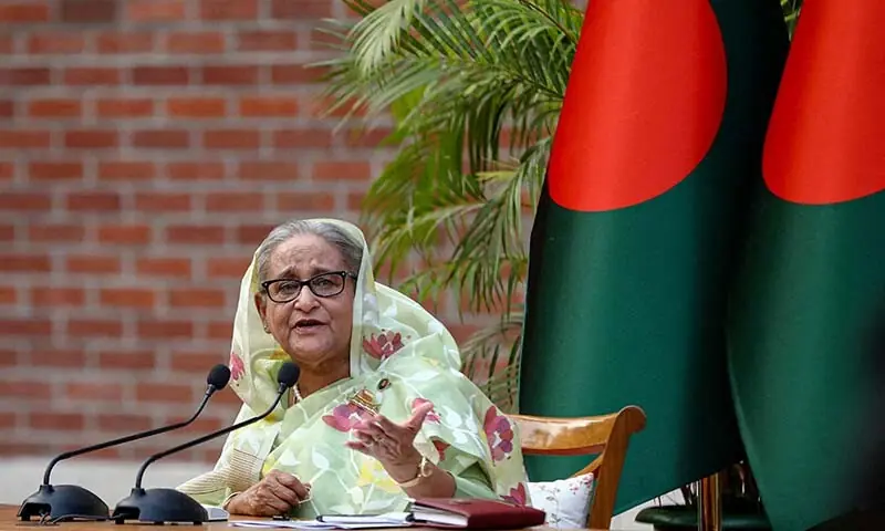 Then-Bangladeshi Prime Minister Sheikh Hasina speaks during a meeting with foreign observers and journalists at the prime minister's residence in Dhaka, Bangladesh on January 8, 2024. — Reuters/File Then-Bangladeshi Prime Minister Sheikh Hasina speaks during a meeting with foreign observers and journalists at the prime minister's residence in Dhaka, Bangladesh on January 8, 2024. — Reuters/File