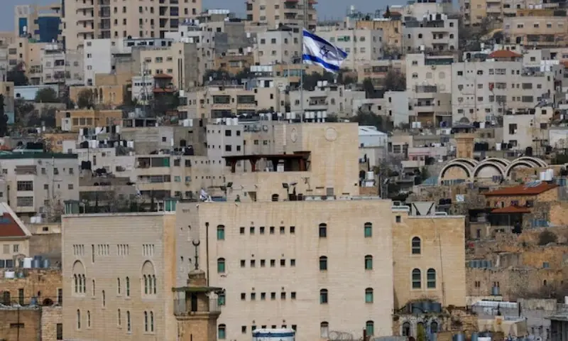 An Israeli flag flies over an Israeli settlement in the old city in Hebron in the Israeli-occupied West Bank, February 9, 2026. &mdash;Reuters/File
