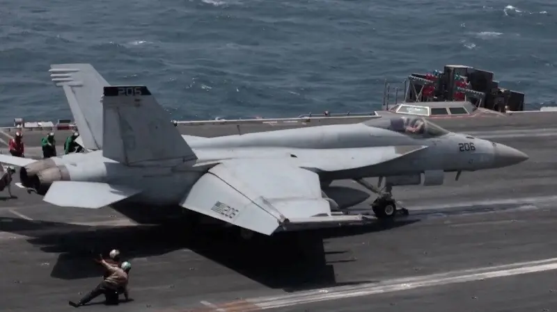 Flight operations aboard the USS George H.W. Bush, at an unknown location, released July 14, 2026, in this still image taken from a handout video. — Reuters Flight operations aboard the USS George H.W. Bush, at an unknown location, released July 14, 2026, in this still image taken from a handout video. — Reuters