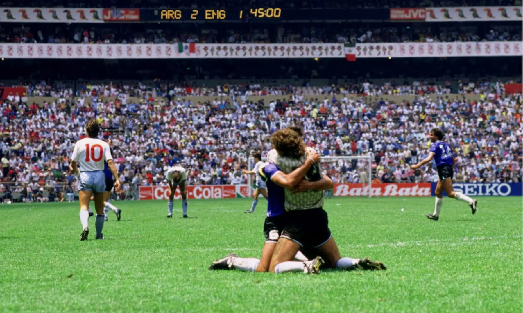 Argentina’s Nery Pumpido and Daniel Passarella celebrate after victory over England in 1986 FIFA World Cup Quarter Final between England and Argentina at Azteca Stadium, Mexico City on June 22, 1986. — Reuters