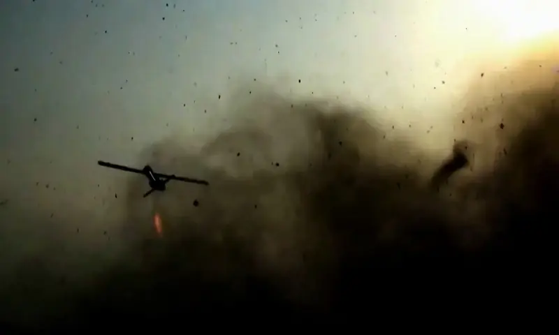 This screen grab taken on July 15, 2026, from video footage released by Iran&rsquo;s Revolutionary Guards (IRGC)&rsquo;s Sepah News website on July 14, 2026, allegedly shows a drone being launched from an undisclosed location towards US targets in Bahrain and Kuwait. &mdash; AFP