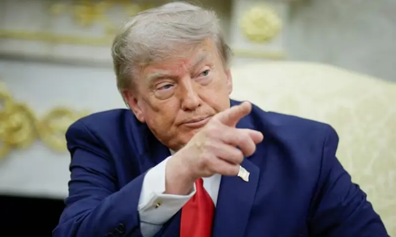 US President Donald Trump points his finger as he participates in a bilateral meeting with Iraqi Prime Minister Ali al-Zaidi (not pictured) in the Oval Office at the White House in Washington, DC, US, July 14, 2026. — Reuters US President Donald Trump points his finger as he participates in a bilateral meeting with Iraqi Prime Minister Ali al-Zaidi (not pictured) in the Oval Office at the White House in Washington, DC, US, July 14, 2026. — Reuters