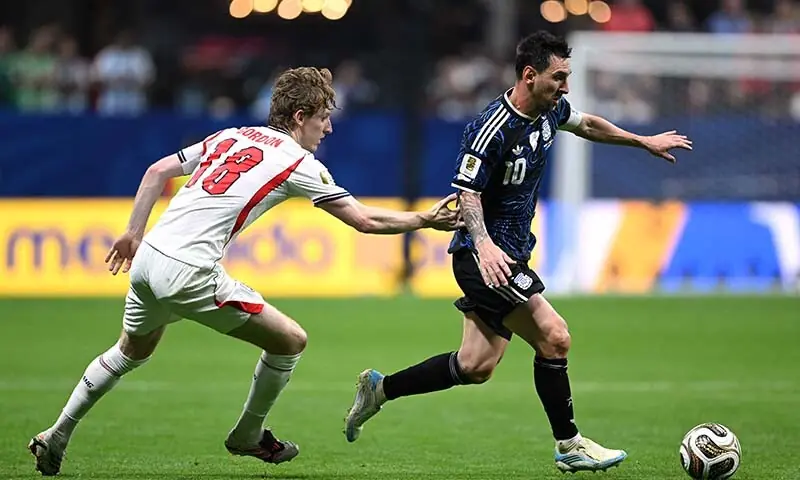 Argentina’s Lionel Messi controls the ball against England’s Anthony Gordon during the FIFA World Cup 2026 semi final match between England and Argentina at Atlanta Stadium in Atlanta, Georgia the US on July 15, 2026 . — AFP