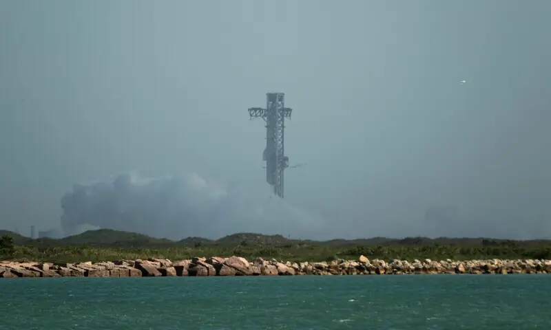 The SpaceX Starship V3 rocket is seen before its 13th test flight on South Padre Island as seen from Port Isabel, Texas, on July 16, 2026. — AFP The SpaceX Starship V3 rocket is seen before its 13th test flight on South Padre Island as seen from Port Isabel, Texas, on July 16, 2026. — AFP