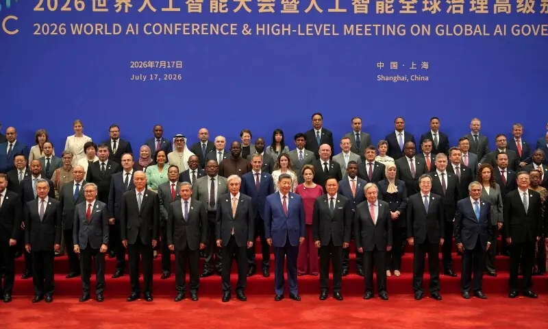 Chinese President Xi Jinping poses for a group photo with other attendees before the opening ceremony for the World AI Conference in Shanghai, China, July 17, 2026. —Reuters Chinese President Xi Jinping poses for a group photo with other attendees before the opening ceremony for the World AI Conference in Shanghai, China, July 17, 2026. —Reuters