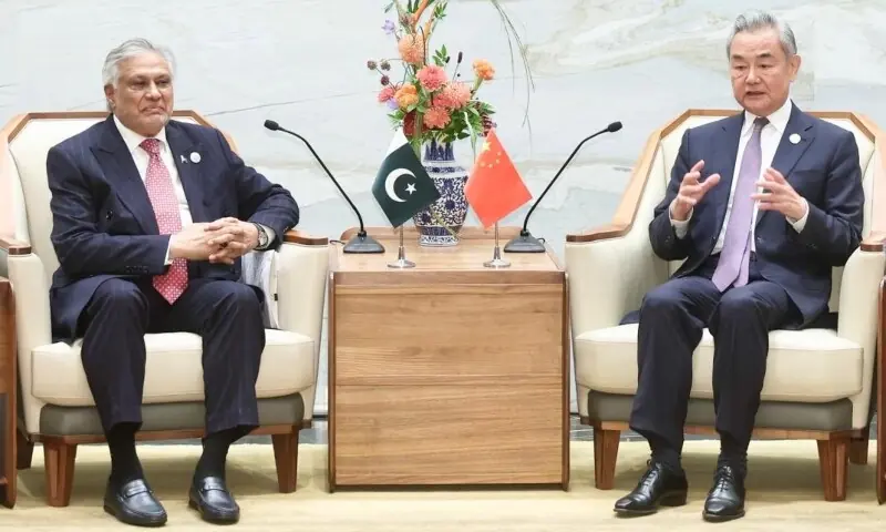 Deputy Prime Minister and Foreign Minister Ishaq Dar meets with China's Foreign Minister Wang Yi in Shanghai. — Photo courtesy FO/X Deputy Prime Minister and Foreign Minister Ishaq Dar meets with China's Foreign Minister Wang Yi in Shanghai. — Photo courtesy FO/X