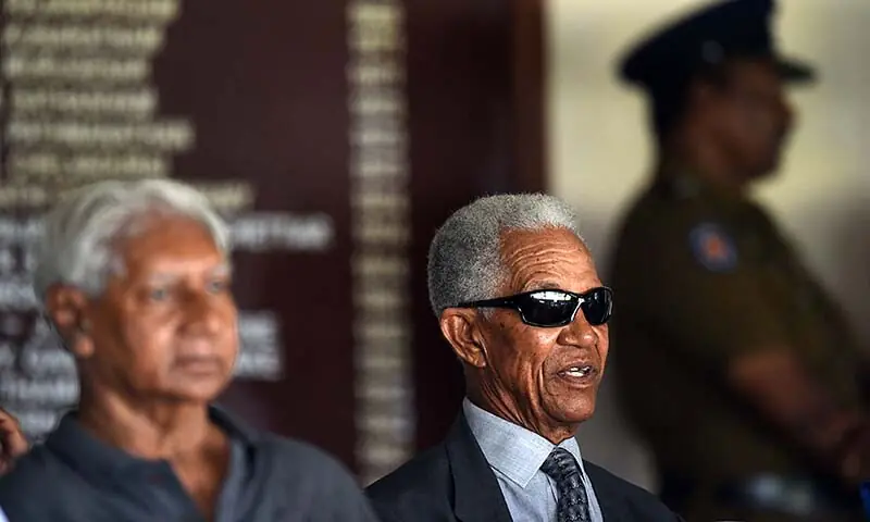 West Indian cricket legend Sir Garfield Sobers (C) watches the first day of the second Test cricket match between Sri Lanka and the West Indies at the P Sara Oval Cricket Stadium in Colombo, Sri Lanka on October 22, 2015. — AFP/File West Indian cricket legend Sir Garfield Sobers (C) watches the first day of the second Test cricket match between Sri Lanka and the West Indies at the P Sara Oval Cricket Stadium in Colombo, Sri Lanka on October 22, 2015. — AFP/File