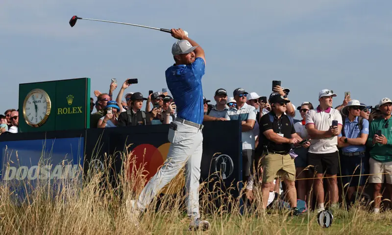 BRYSON DeChambeau of the US watches his drive from the 11th tee during the British Open at the Royal Birkdale Golf Club.—AFP BRYSON DeChambeau of the US watches his drive from the 11th tee during the British Open at the Royal Birkdale Golf Club.—AFP