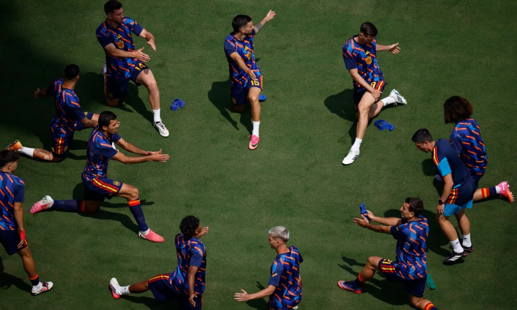 Spain warms up before the 2026 FIFA World Cup final against Argentina at the New York/New Jersey Stadium in East Rutherford, the US on July 19, 2026. &mdash; Reuters