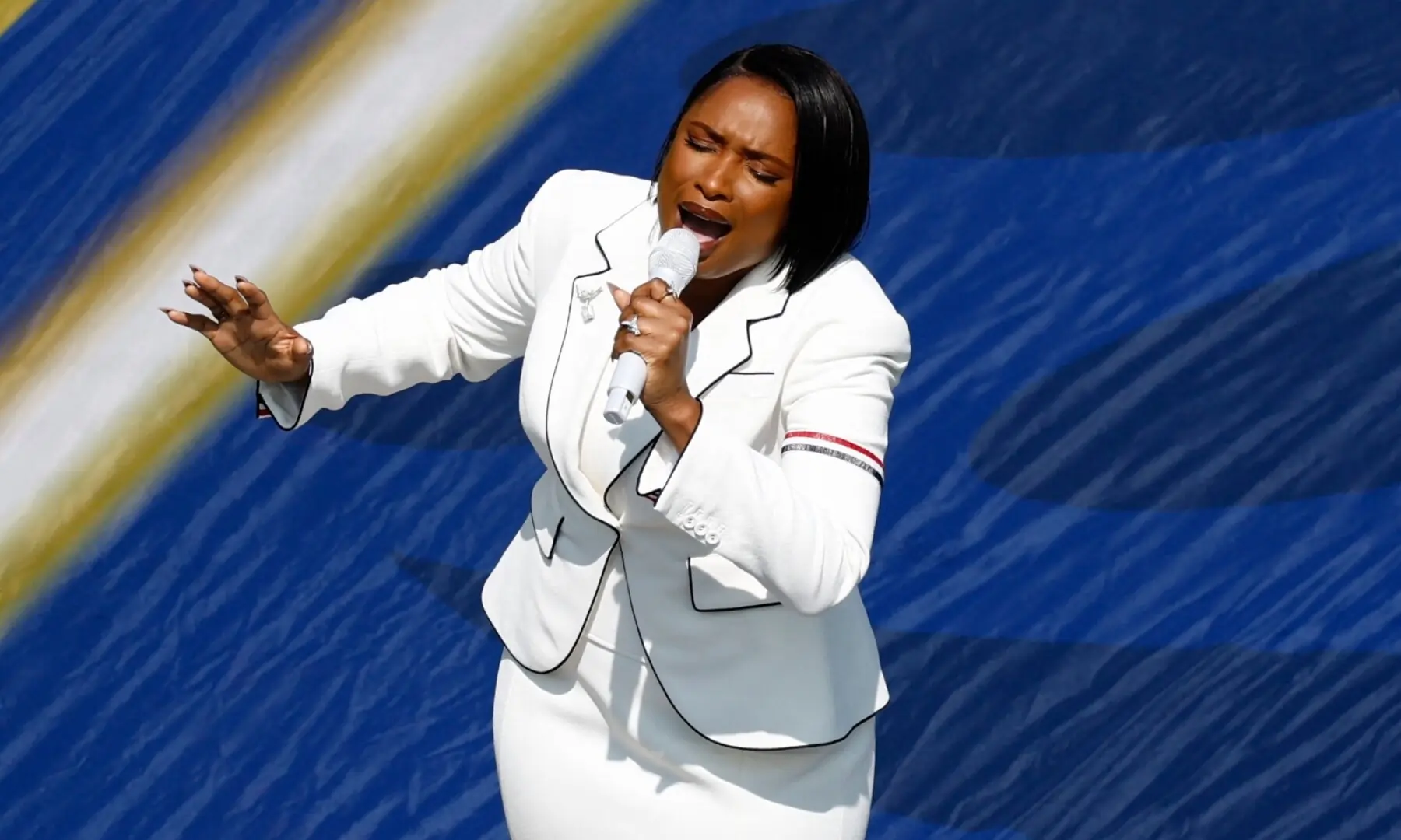 Singer Jennifer Hudson sings the US national anthem during the closing ceremony of the 2026 FIFA World Cup at the New York/New Jersey Stadium in East Rutherford, the US on July 19, 2026. &mdash; Reuters