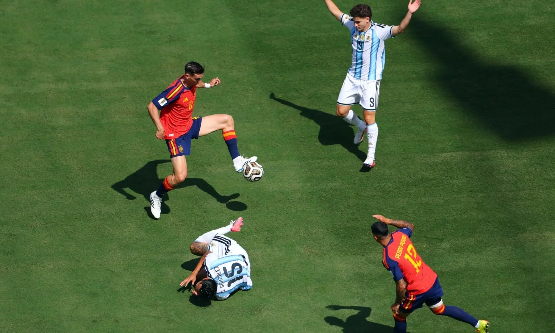 Spain&rsquo;s Fabian Ruiz has the ball during the 2026 FIFA World Cup final between Spain and Argentina at the New York/New Jersey Stadium, East Rutherford, New Jersey, the US on July 19, 2026. &mdash; Reuters