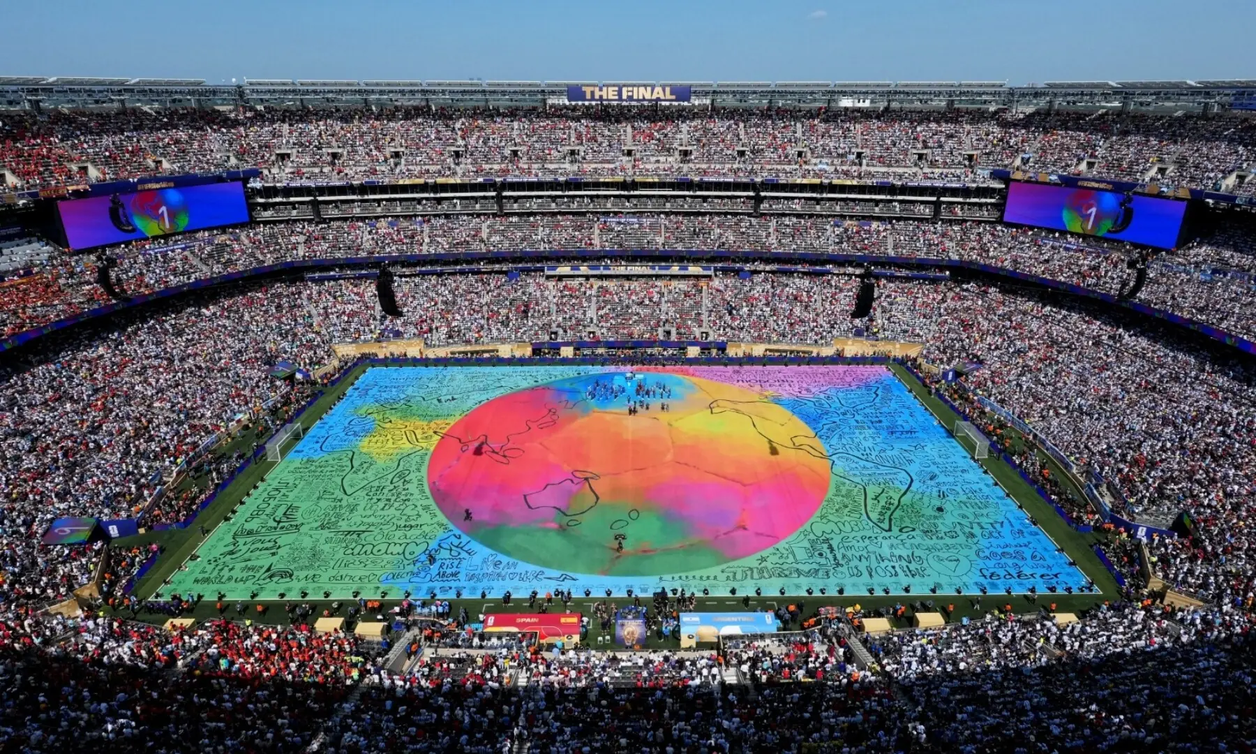 A general view inside the stadium ahead of the halftime show at the the 2026 FIFA World Cup final between Spain and Argentina at the New York/New Jersey Stadium, East Rutherford, New Jersey, the US on July 19, 2026. &mdash; Reuters