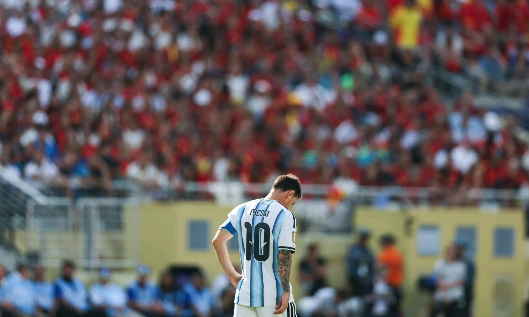 Argentina’s forward #10 Lionel Messi reacts during the 2026 World Cup football tournament final match between Spain and Argentina at the New York/New Jersey Stadium in East Rutherford on July 19, 2026. — AFP