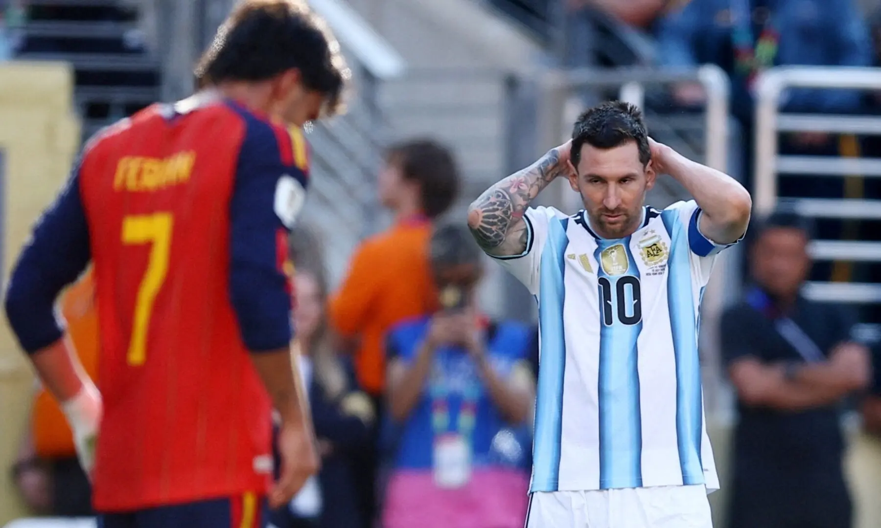 Argentina’s Lionel Messi reacts during the 2026 FIFA World Cup final between Spain and Argentina at the New York/New Jersey Stadium, East Rutherford, New Jersey, the US on July 19, 2026. — Reuters