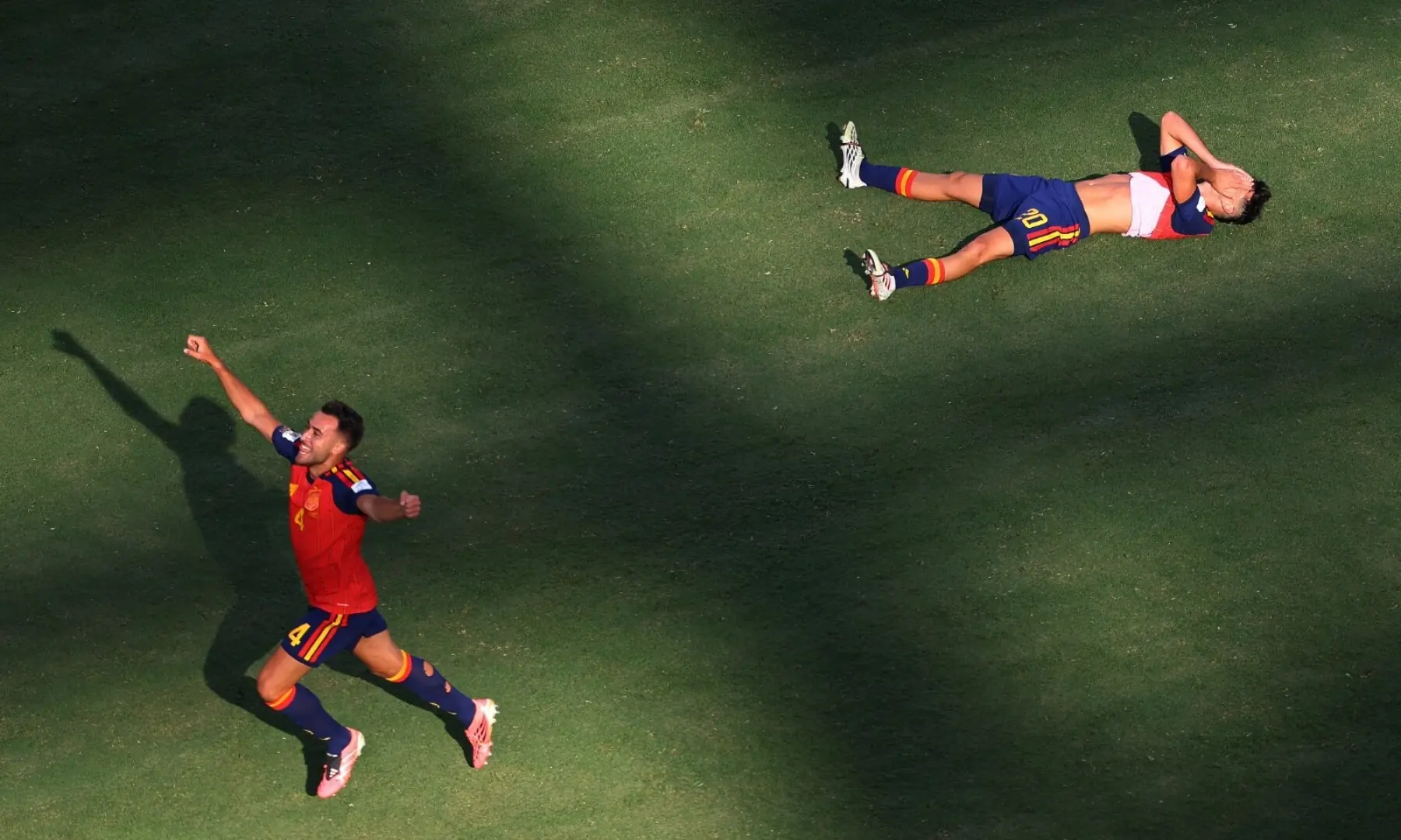 Spain&rsquo;s Eric Garcia and Pedri celebrate winning the 2026 FIFA World Cup at the New York/New Jersey Stadium, East Rutherford, New Jersey, the US on July 19, 2026. &mdash; Reuters