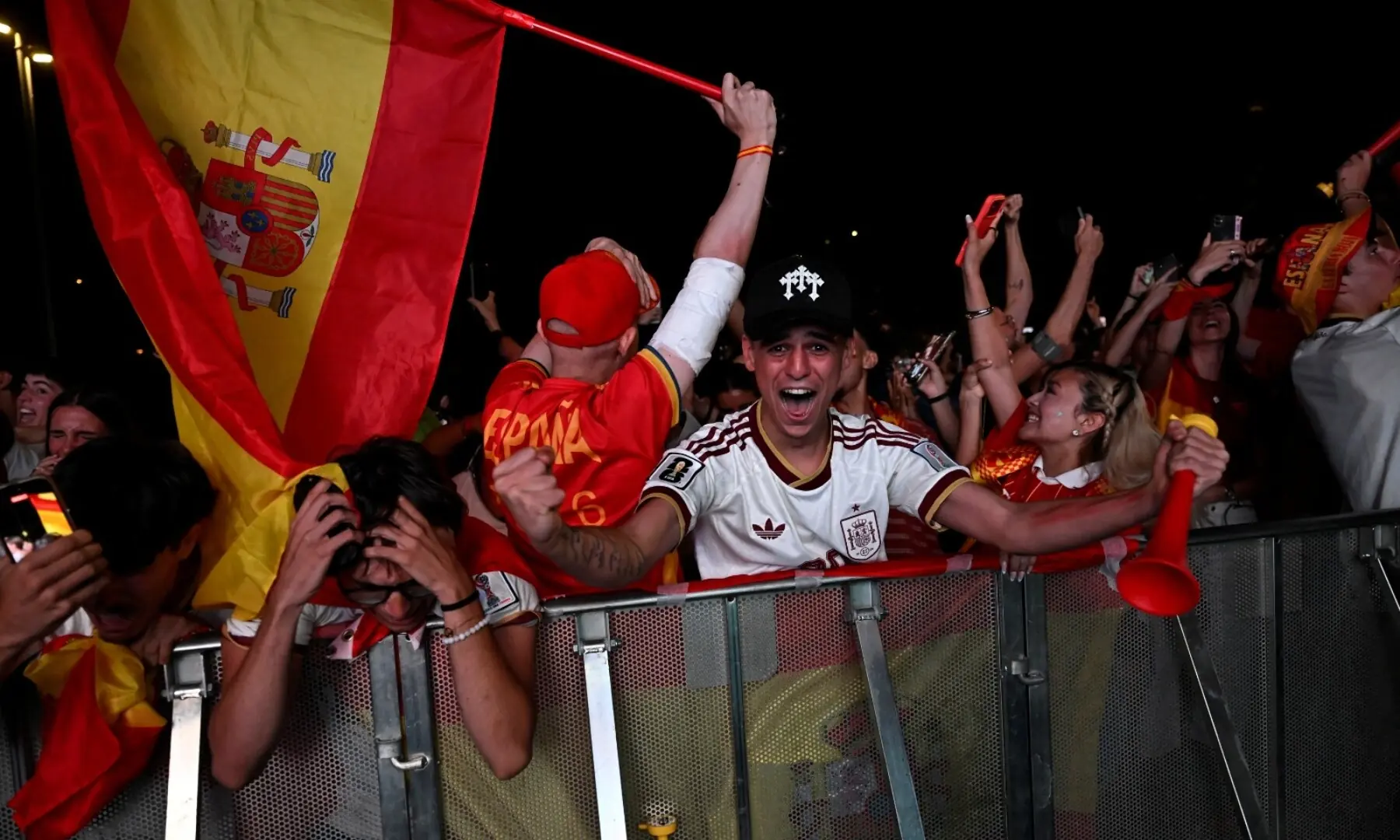 Spain&rsquo;s supporters celebrate victory after the 2026 World Cup final match between Spain and Argentina in the fan zone outside Anoeta Stadium in San Sebastian, Spain on July 19, 2026. &mdash; AFP