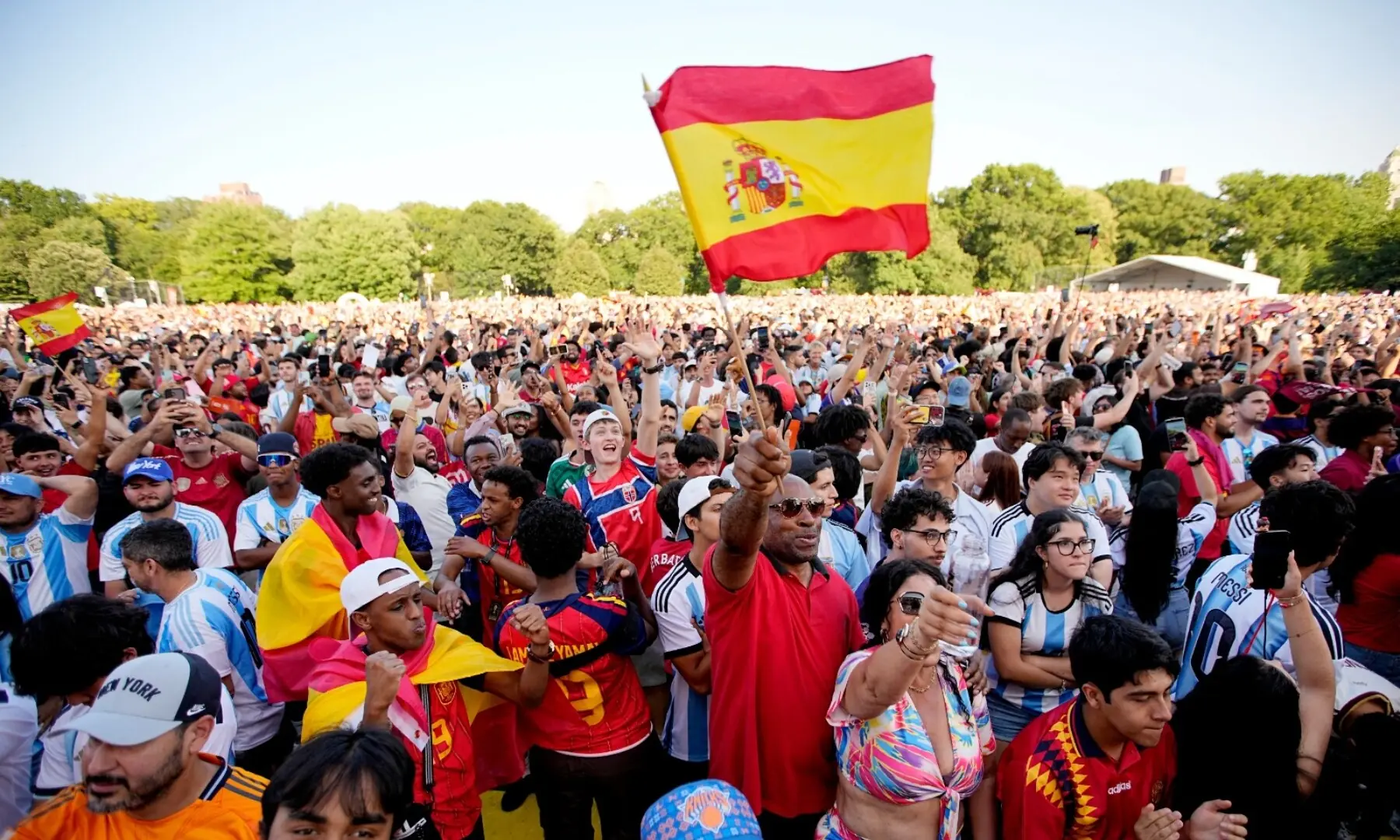 Spain fans celebrate in New York&rsquo;s Central Park after Spain wins the FIFA World Cup final against Argentina on July 19, 2026. &mdash; Reuters