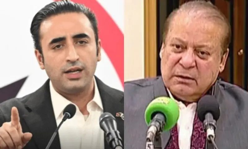 Combo picture of PPP Bilawal Bhutto (L) PML-N President Nawaz Shari (R). —DawnNewsTV/File Combo picture of PPP Bilawal Bhutto (L) PML-N President Nawaz Shari (R). —DawnNewsTV/File